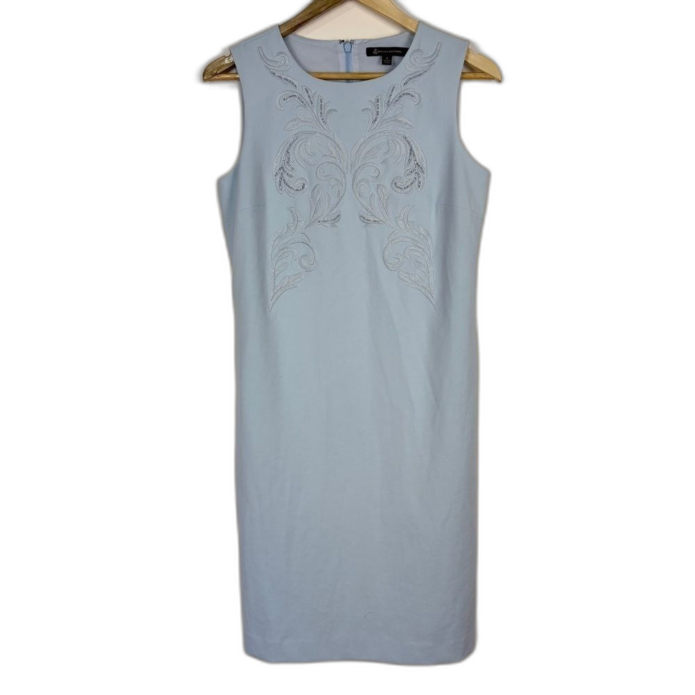 Brooks Brothers Blue Beaded Sleeveless Shift Dress Women's 4 Classic Preppy - Picture 1 of 10